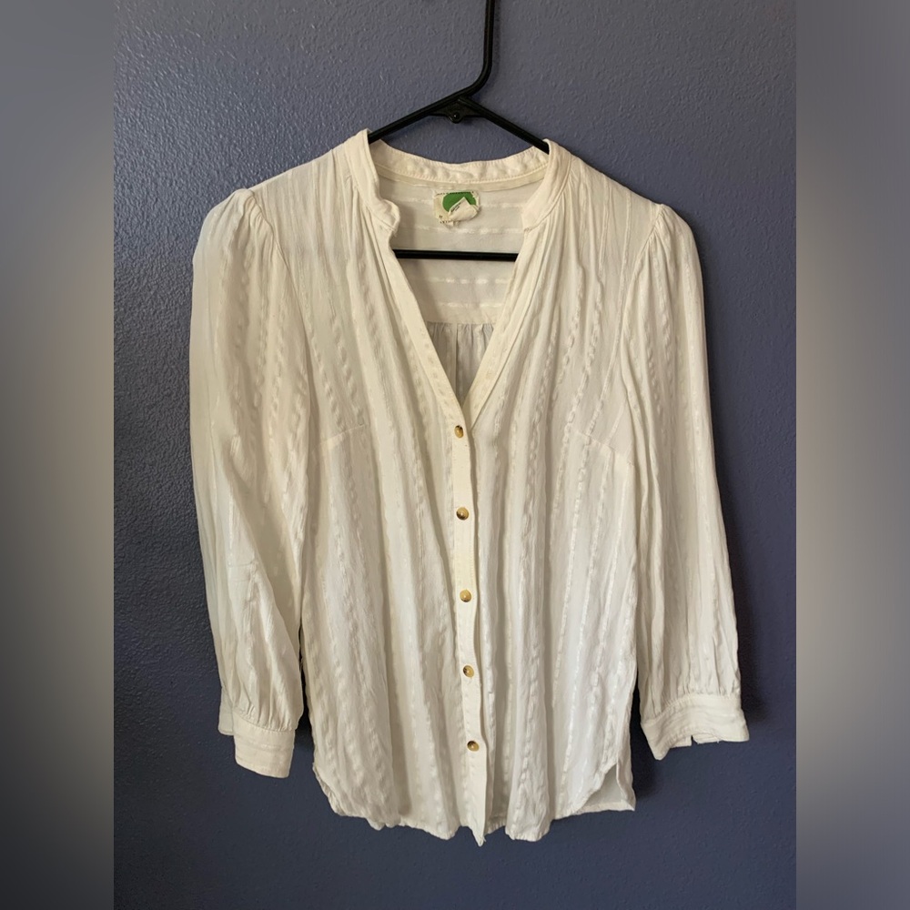 Anthropologie puffy sleeve boho blouse sz 2